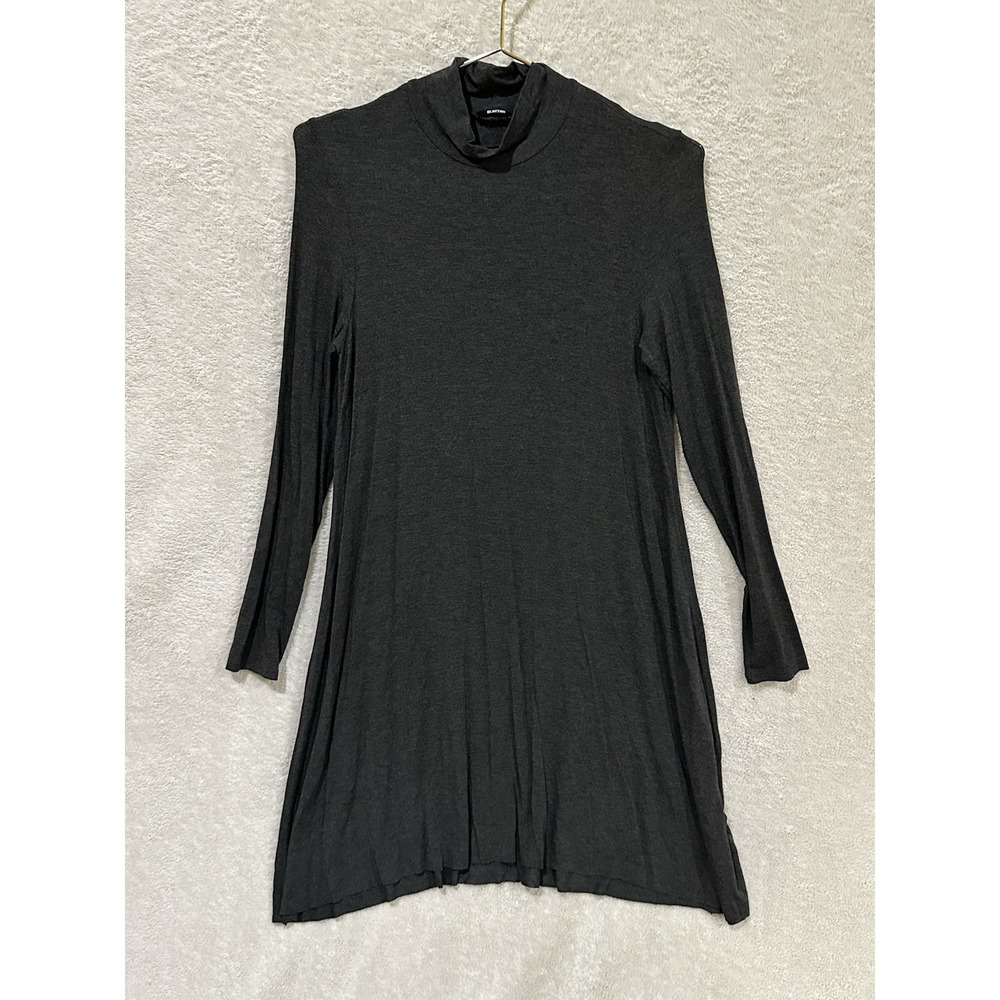 Clayton‎ Dress Womens Medium Long Sleeve Dark Gray Midi Dress Mock Neck